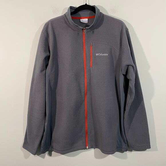 Columbia Men's Grey & Orange Trim Full Zip Fleece Sweater Size L - Picture 1 of 9